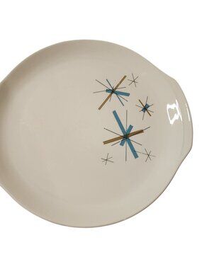 Salem China "North Star" handled serving platter MCM Atomic 11"